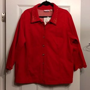 Dream Jeannes by Quacker Factory Red Jacket Bedazzled NWT XL